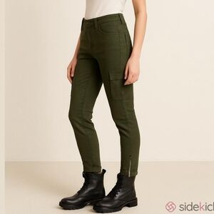 Olive Green Slim Stretch Cargo Pants Low Rise Ankle Zipper Size 8